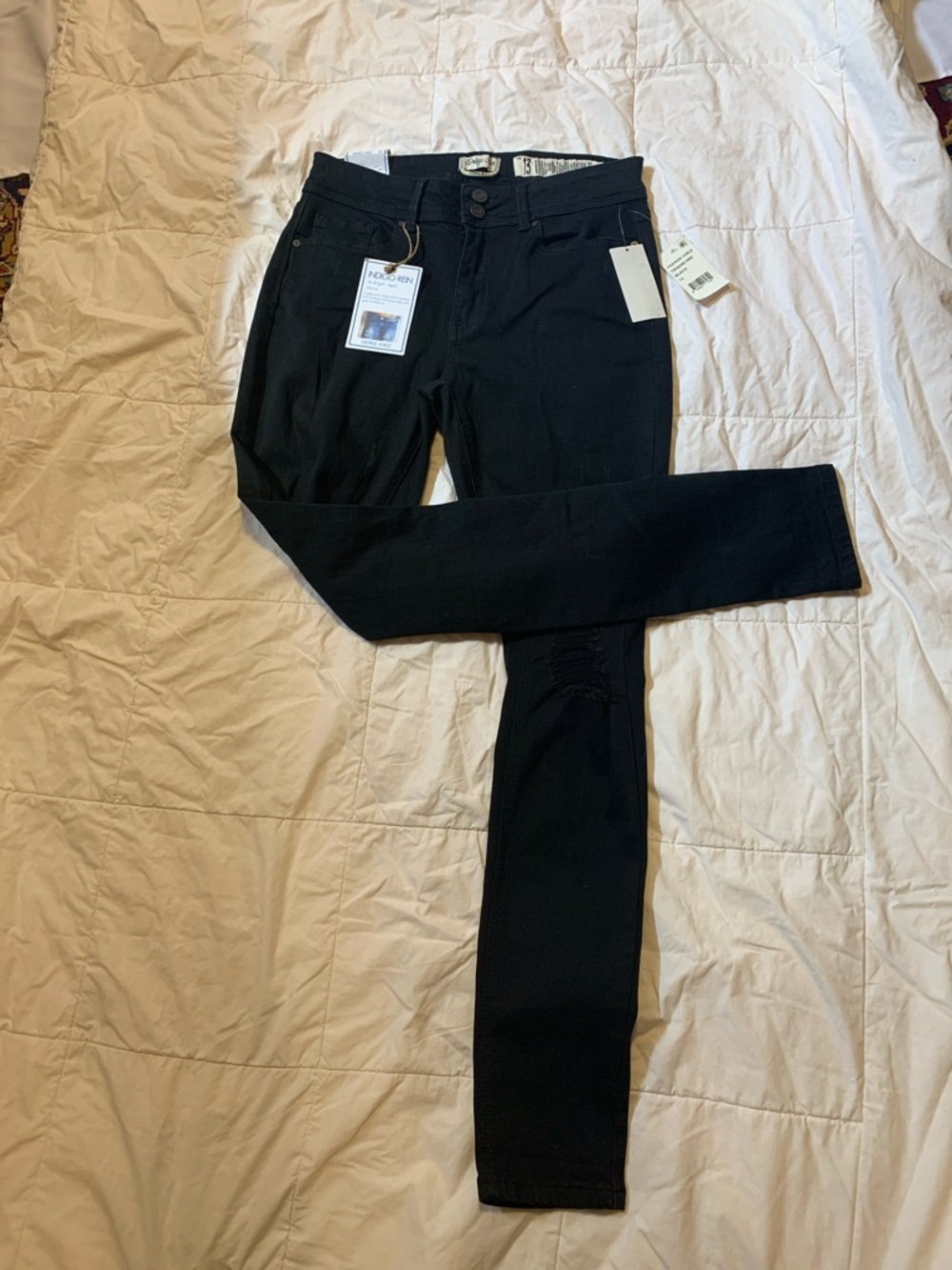 Indigo Rein ladies black mid rise anklet jeans Size 13
